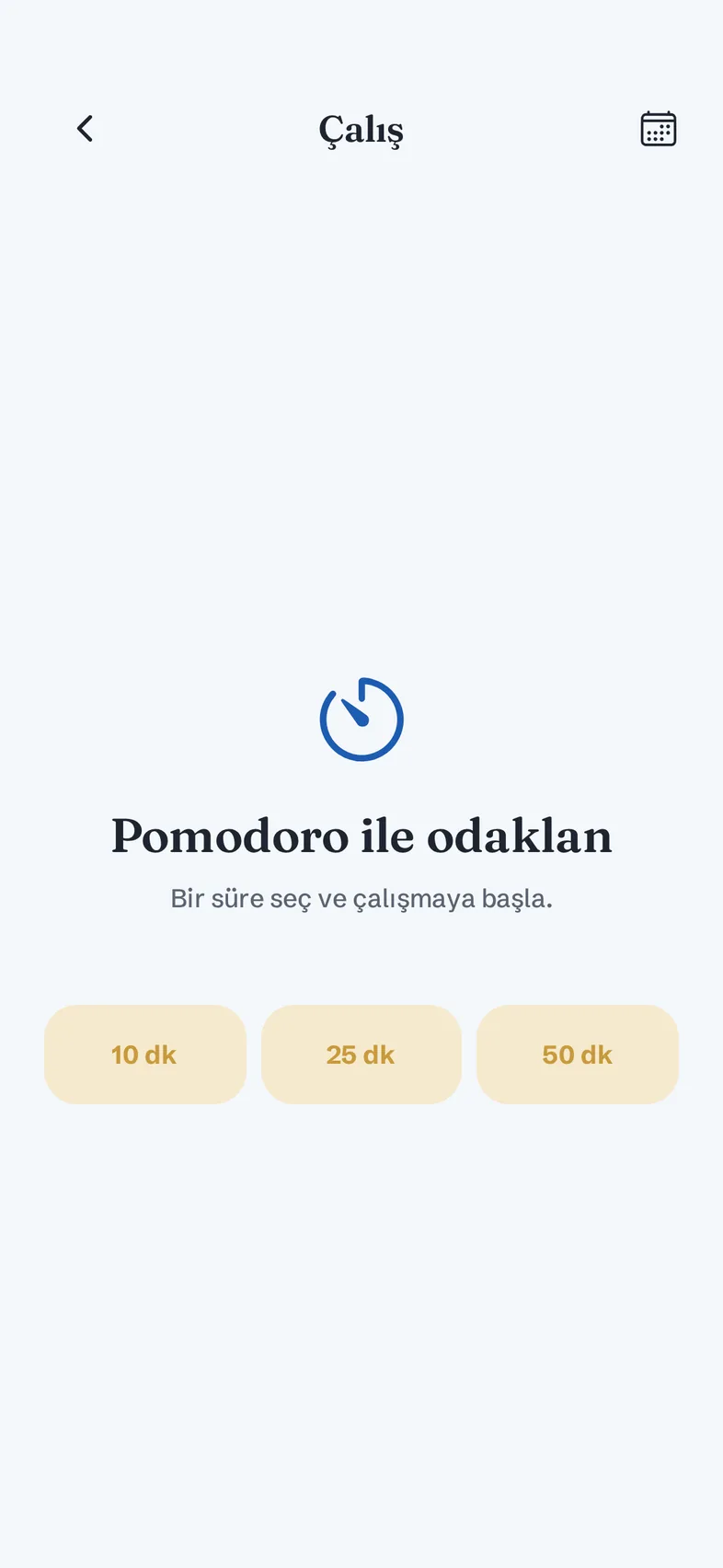 Pomodoro zamanlayıcı: odaklanma süresi geri sayımı